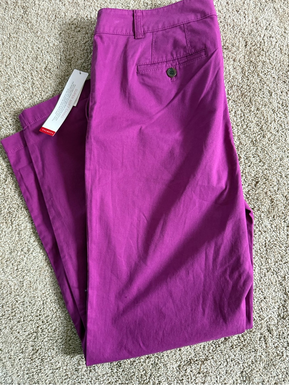 NWT Talbots Super Soft Chino Pants Size 8 Magenta Purple Straight Leg
